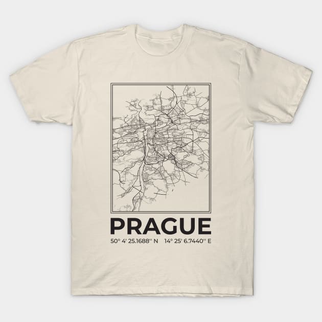 Prague minimalist map T-Shirt by R4Design